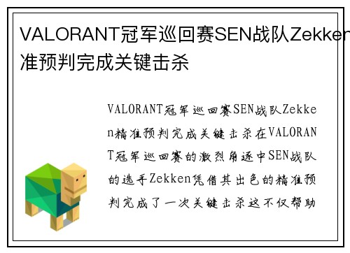 VALORANT冠军巡回赛SEN战队Zekken精准预判完成关键击杀